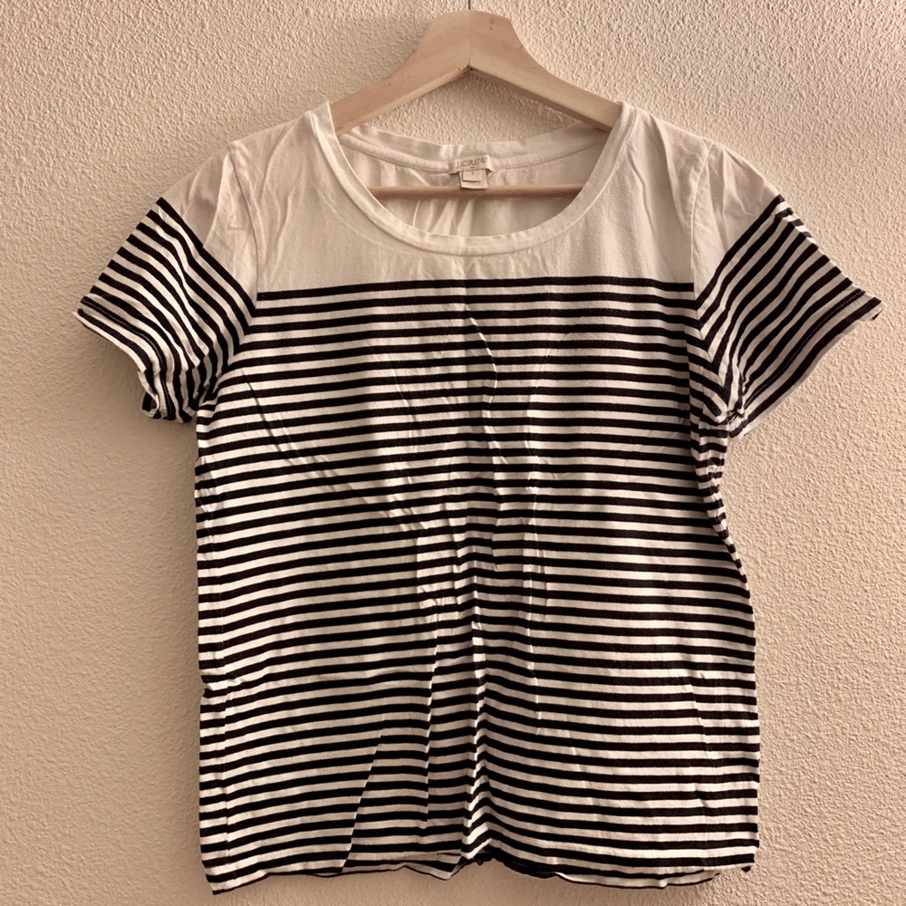 [JCrew] White/Navy Striped T-shirt (Size Small)